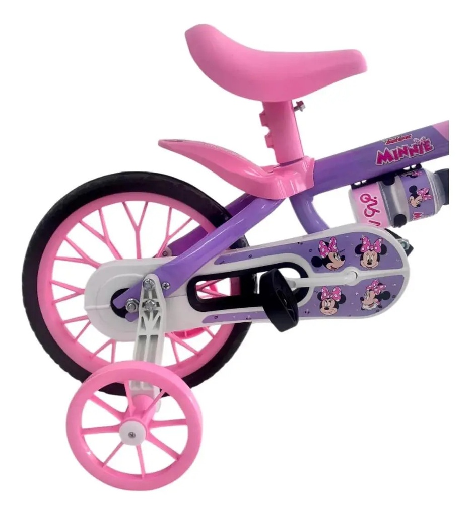 Bicicleta Infantil Reforzada Nathor R12 Rueditas Minnie Rosa Rosa R12