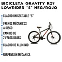 Bicicleta MTB Gravity Lowrider R29 S 7 Vel Unisex Negro/Rojo