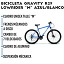 Bicicleta MTB Gravity Lowrider R29 M 7 Vel Unisex Azu/Blanco