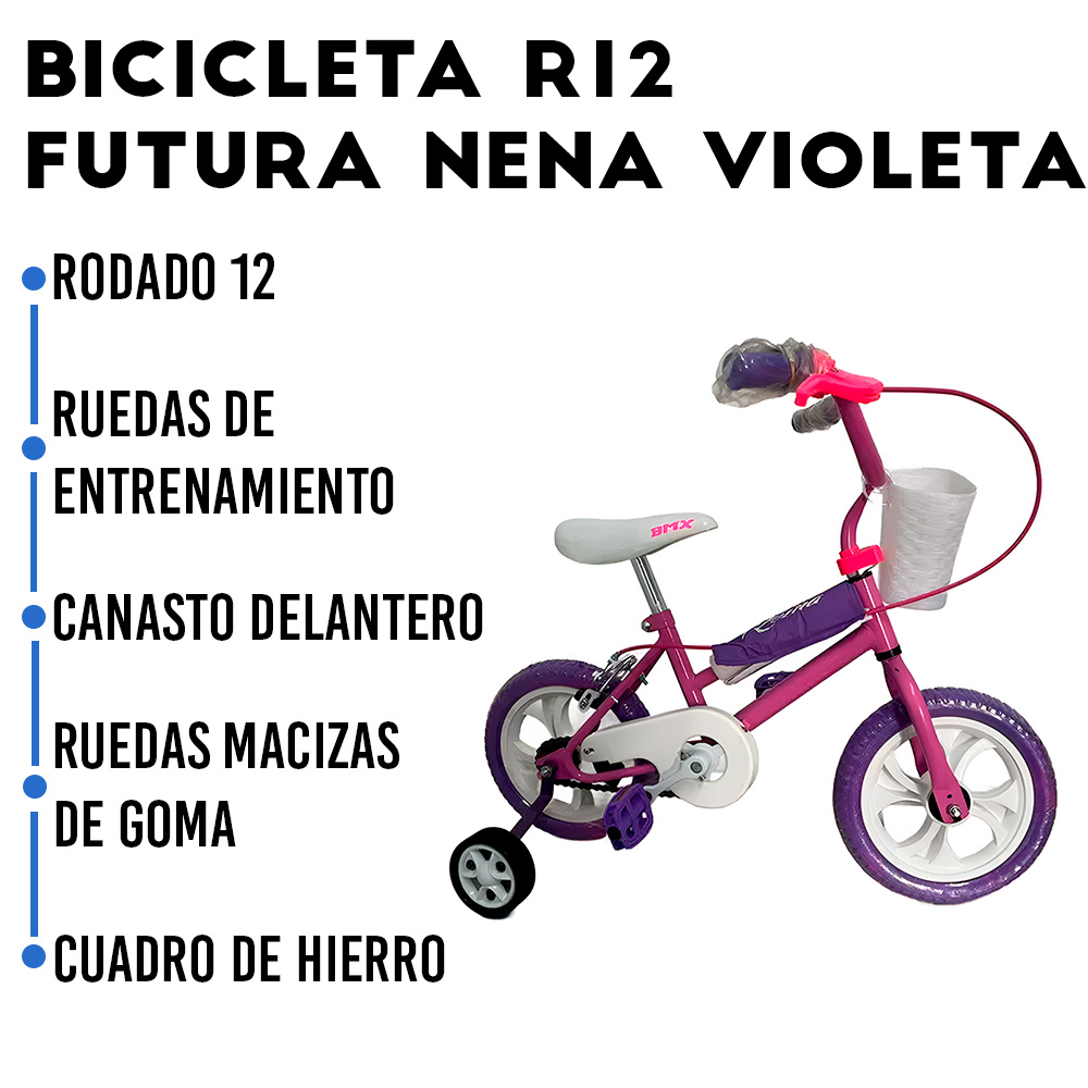 Bicicleta R12 Cross Infantil Nena Futura Color Violeta
