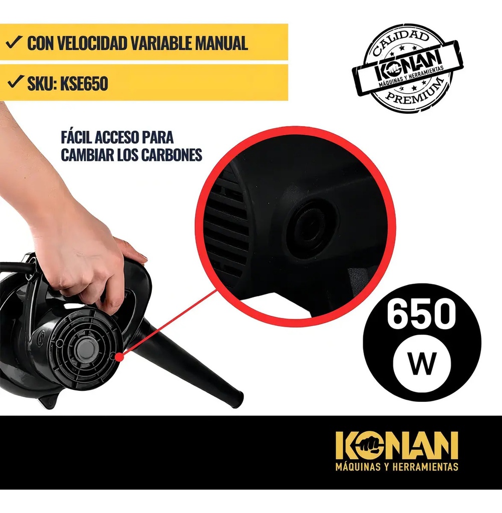 Sopladora Eléctrica Konan Kse500 500w Velocidad Variable Negro