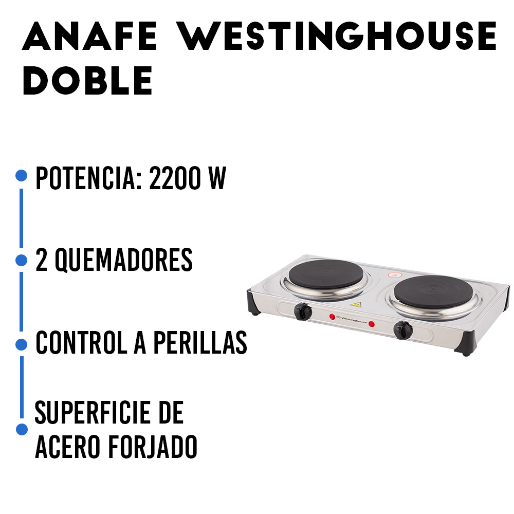 Anafe Eléctrico Westinghouse HP2200SSD 2200W Analógico Plat