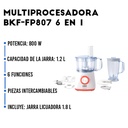 Multiprocesadora BKF BF-FP807B 800W 6 En 1 Jarra Licuadora
