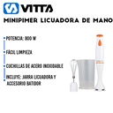Minipimer Licuadora De Mano Vitta 2En1 800W Cuchillas A Inox