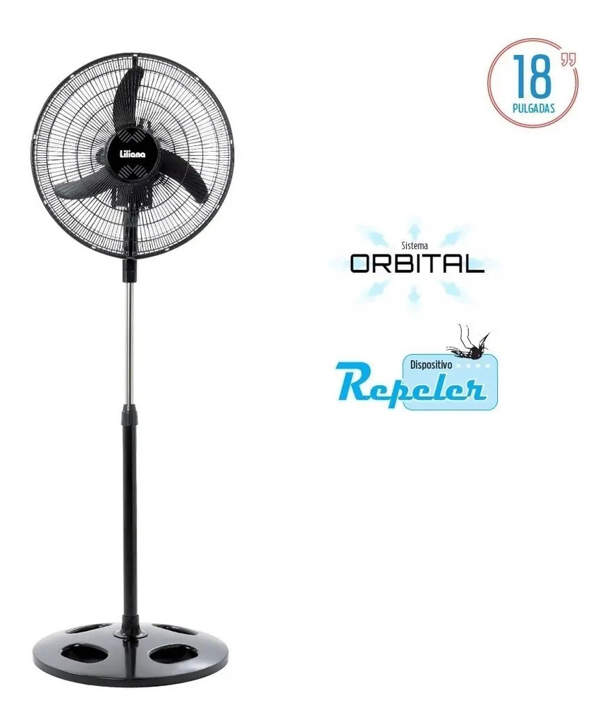 Ventilador De Pie Liliana 18  - Orbital Repele Insectos 45.72 Cm Negro Plástico 3