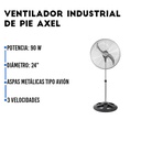 Ventilador Industrial De Pie Axel AX-PIE24 24" Aspas Metal
