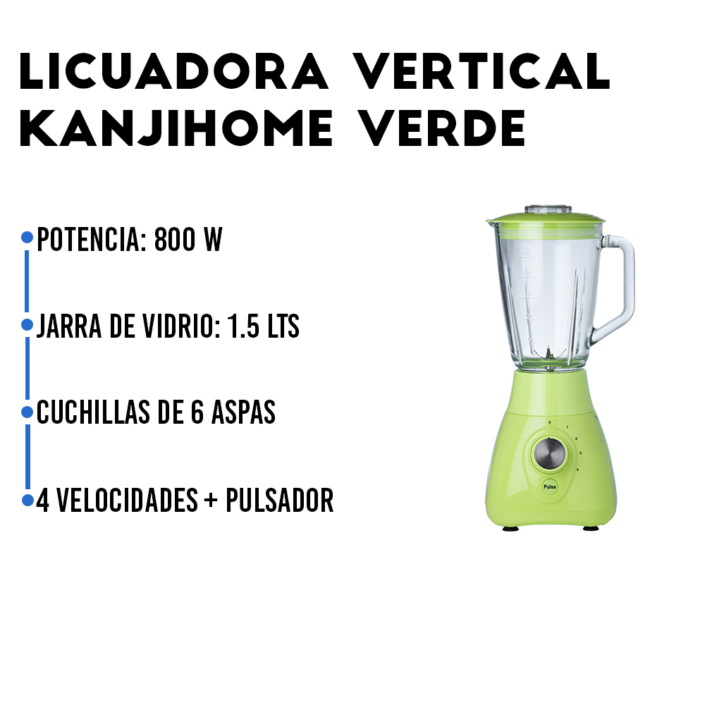 Licuadora Kanji Home KJH-BL0800LA02-G 800W 1.5L Vidrio Verde