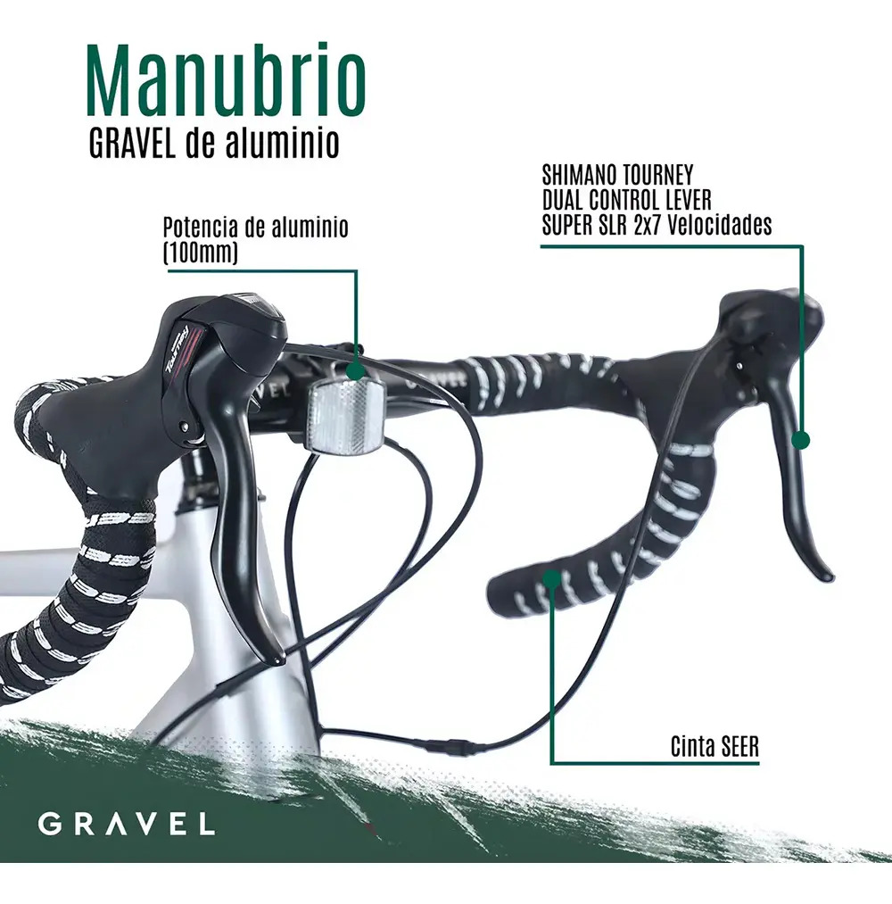 Bicicleta De Gravel R700c Fiat 500 Aluminio Rodado 28.5 Gris Gris R28.5