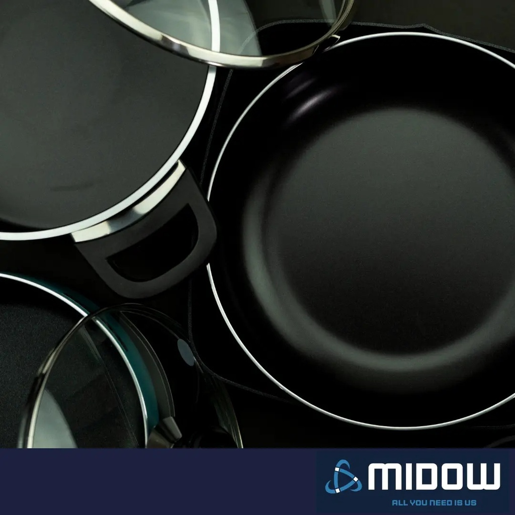 Bateria De Cocina 9 Piezas Midow Set Ollas Sarten Wok Teflon Negro