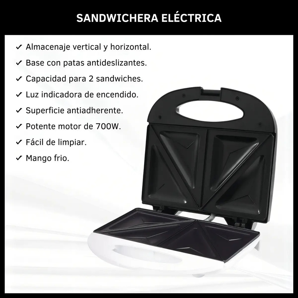Sandwichera Electrica Kanjihome Kjh-sm700sw Blanca 700w Cts