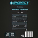 Bomba Periférica De Agua Elevadora 18 M 1/2 Hp 370w Energy