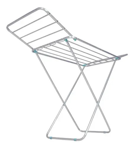 Tender De Piso Para Ropa Mor 006046 De Aluminio Con Alas Plateado