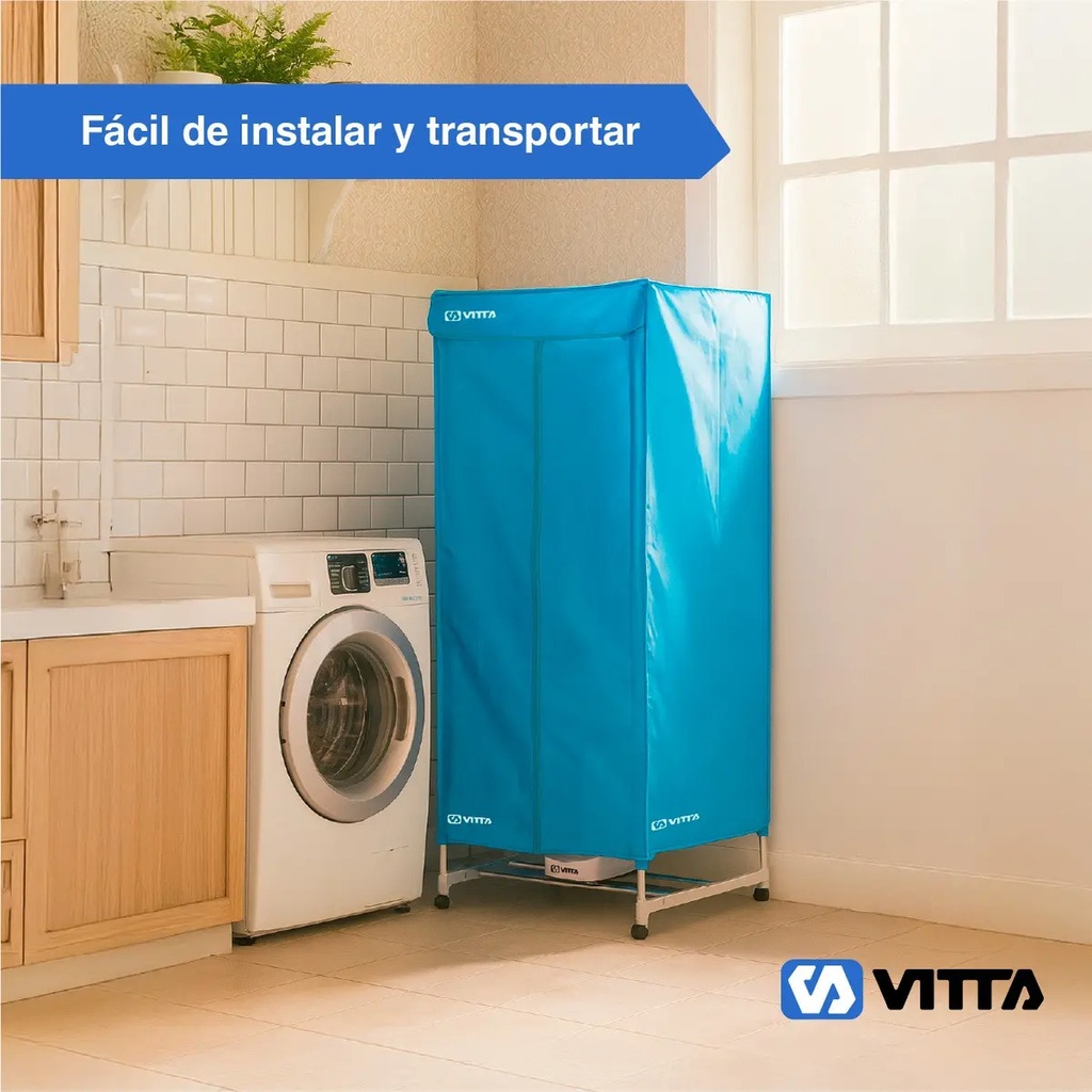 Secador De Ropa A Calor Tender Vertical 2en1 Portátil Vitta Azul