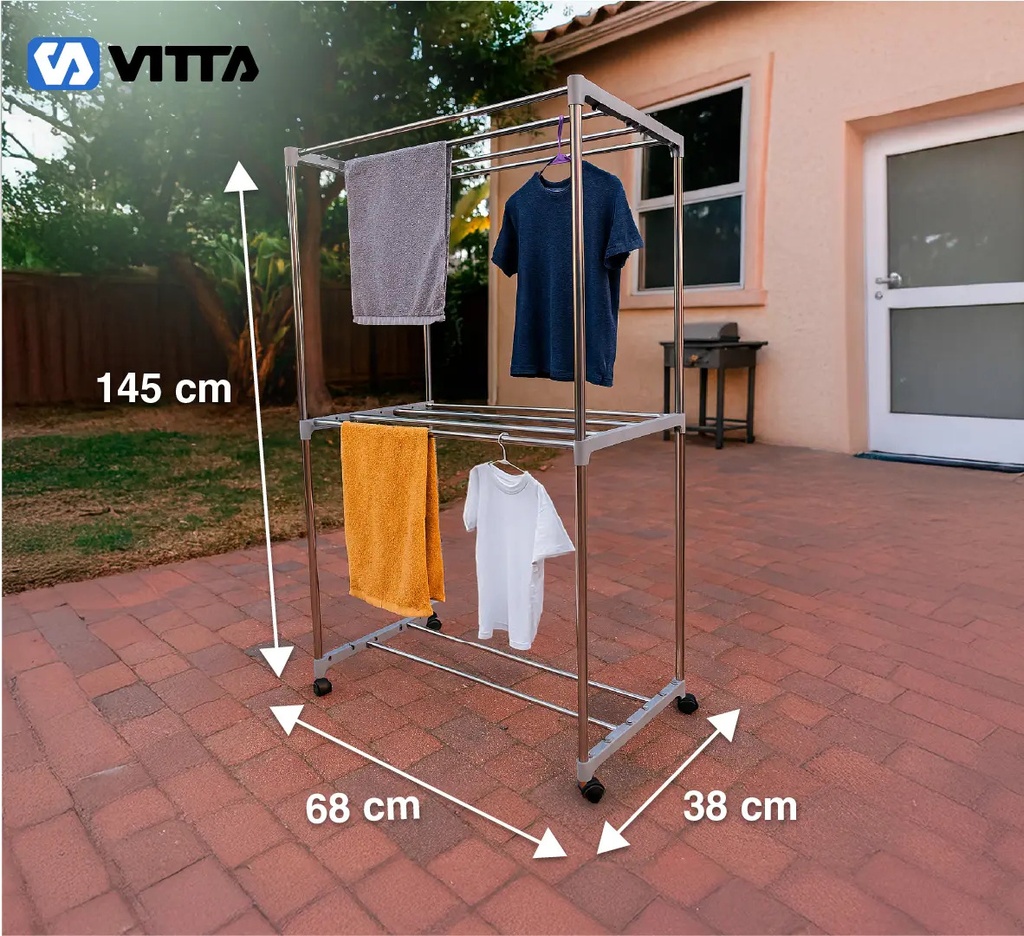 Secador De Ropa A Calor Tender Vertical 2en1 Portátil Vitta Azul