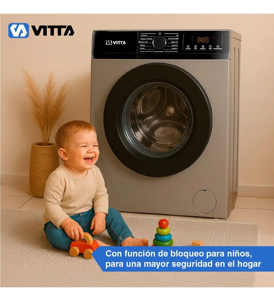Lavarropas Vitta Inverter 8kg Silver 1200 Rpm Vit-wmcfsl8k