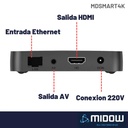 Tv Box Smart 4k Android Midow Wifi Ethernet Convertidor Negro Estándar