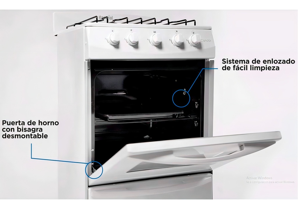 Cocina Escorial Candor Gas Envasado Con Puerta Con Visor Color Blanco