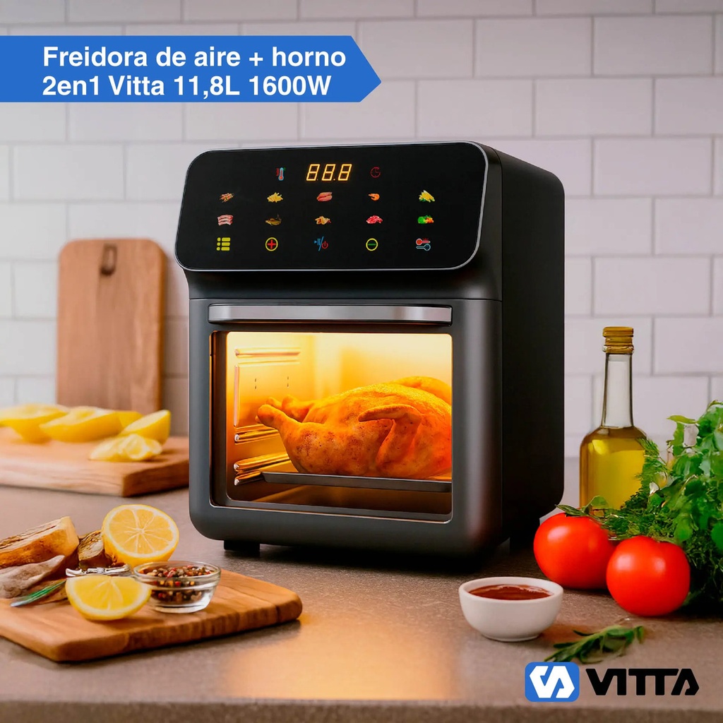 Freidora De Aire Vitta Sin Aceite 11,8 Litros 1600 Watts - Gris