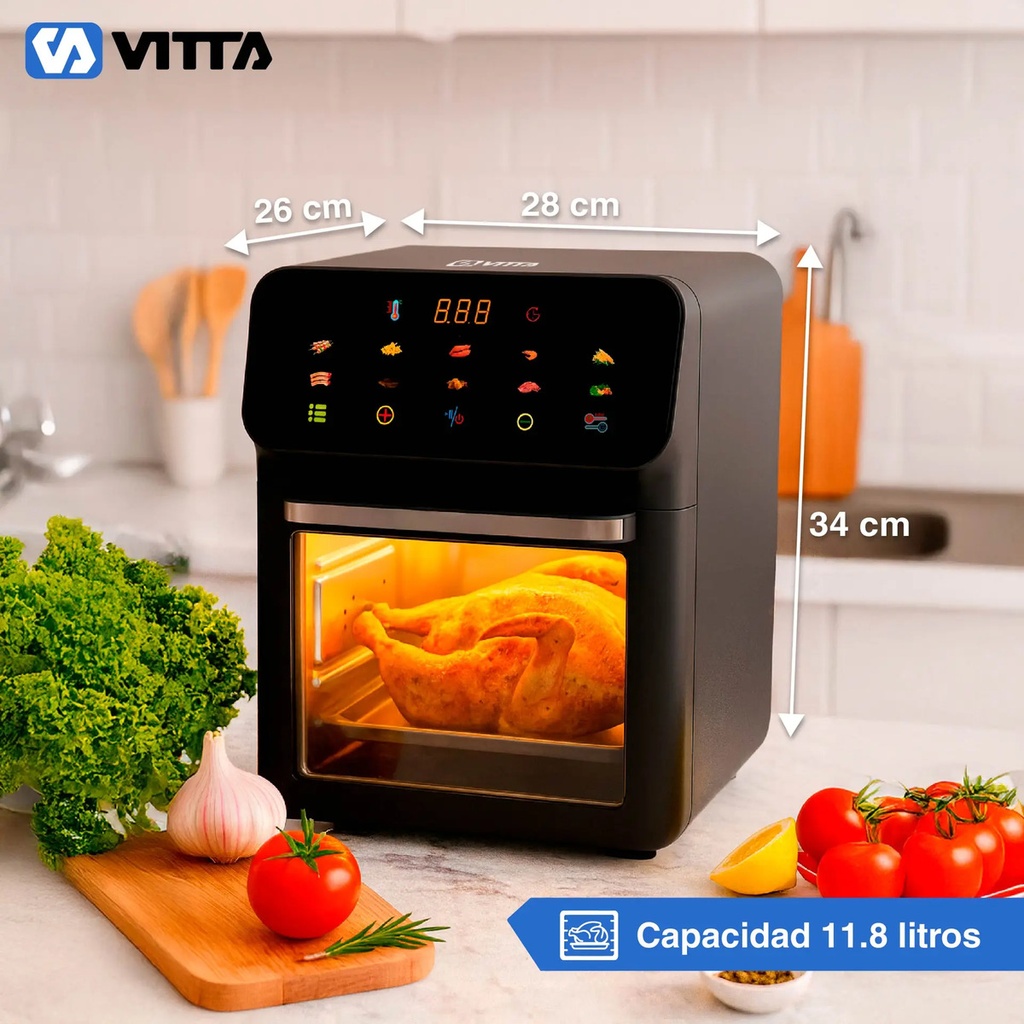 Freidora De Aire Vitta Sin Aceite 11,8 Litros 1600 Watts - Gris