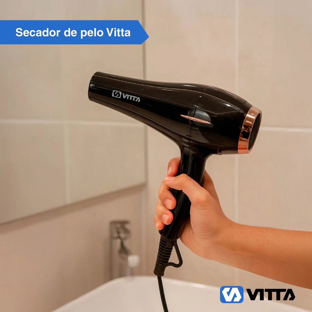 Secador De Pelo 1800w Vitta 2 Vel. 2 Niveles De Temperatura Negro