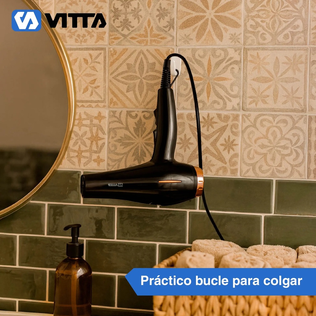 Secador De Pelo 1800w Vitta 2 Vel. 2 Niveles De Temperatura Negro