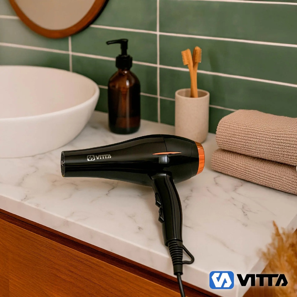 Secador De Pelo 1800w Vitta 2 Vel. 2 Niveles De Temperatura Negro