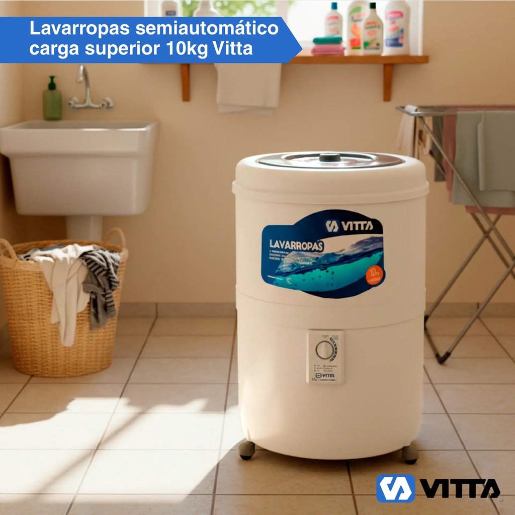 Lavarropas Semiautomático Superior 10 Kg 6 Programas Vitta Blanco