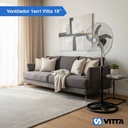 Ventilador Vitta 18  5 Aspas De Pie 90w 1 En 1 1.50m 45.72 Cm 50 Gris Azul Metal 3