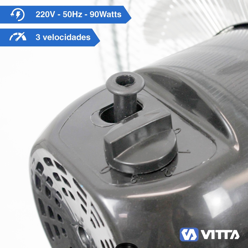 Ventilador Vitta 18  5 Aspas De Pie 90w 1 En 1 1.50m 45.72 Cm 50 Gris Azul Metal 3