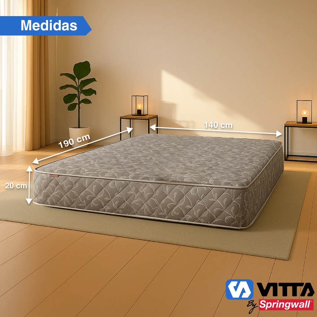 Colchon Espuma Vitta Aurora 20 - 2 Plaza 140x190x23 Gris