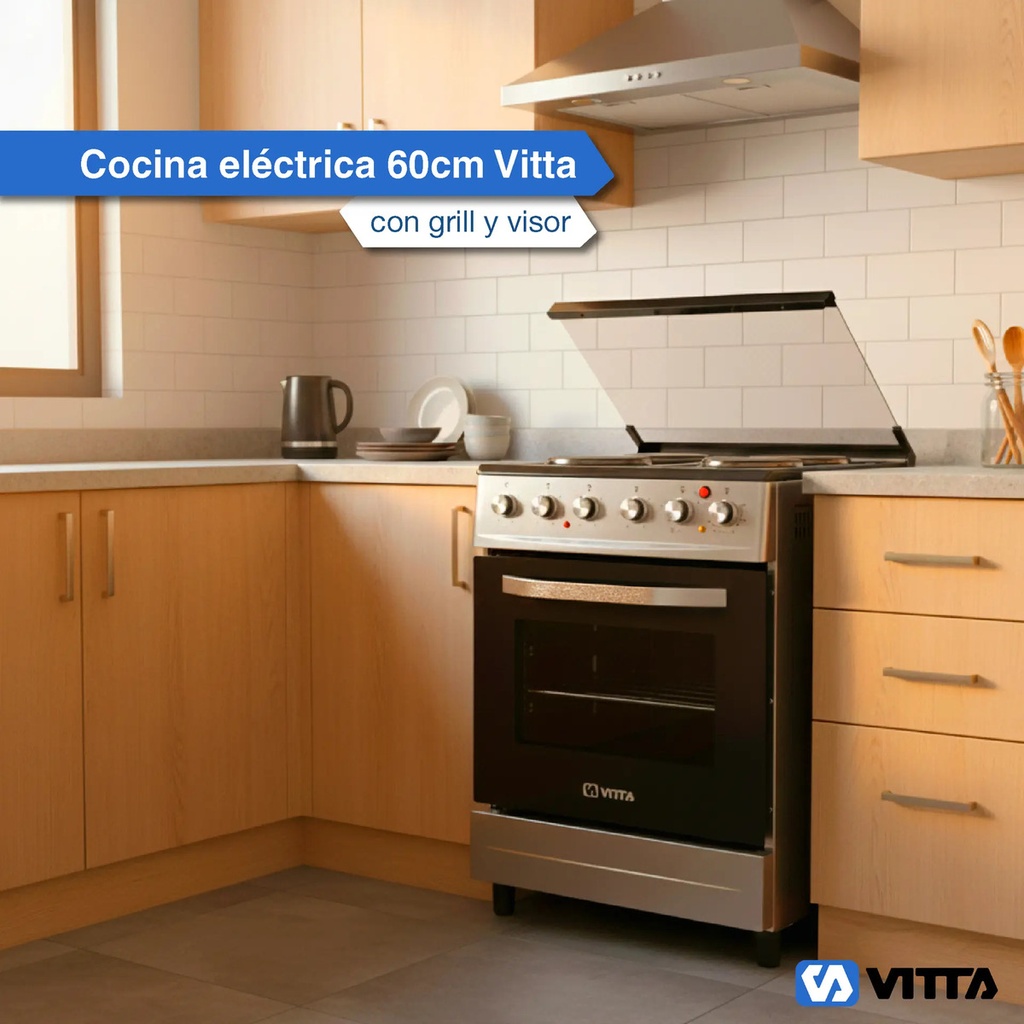 Cocina Eléctrica Vitta Acero Inoxi 60cm Grill Puerta C/visor Acero Inoxidable