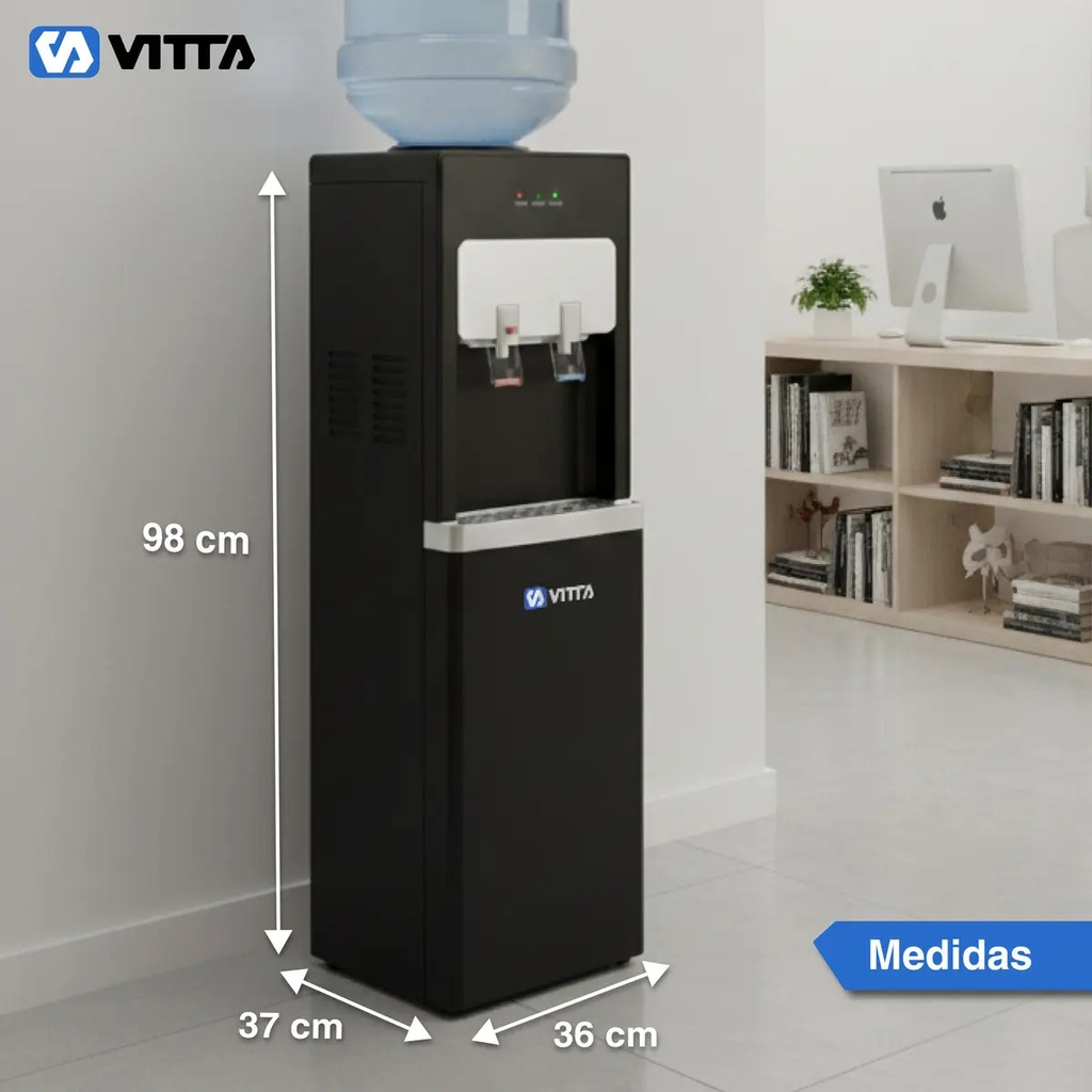 Dispenser De Agua Vitta Frío/calor Con Conservadora Dafcb002 Negro