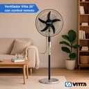 Ventilador De Pie 20 Pulgadas Vitta 3 Vel 95w Control Remoto 50 Cm 50 Cromado Negro Plástico 5