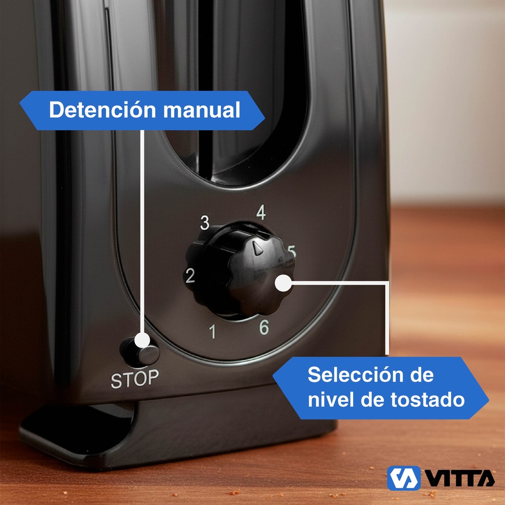 Tostadora 1400w Metal 4 Panes 6 Niveles - Vitta Plateado