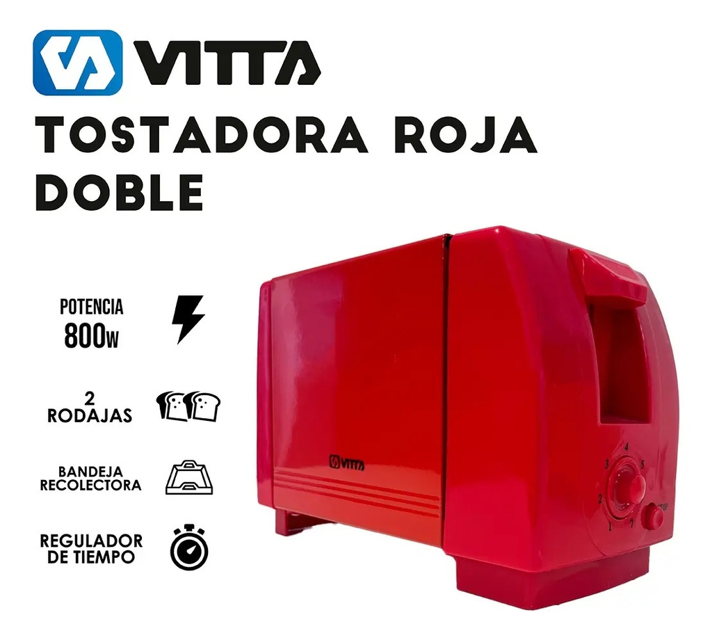 Tostadoras Electricas 2 Panes 6 Niveles 800w - Vitta