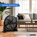 Ventilador Turbo 20 85w Vitta Potente - 5 Aspas Reclinable 50 Cm 50 Hz Negro Plástico 5