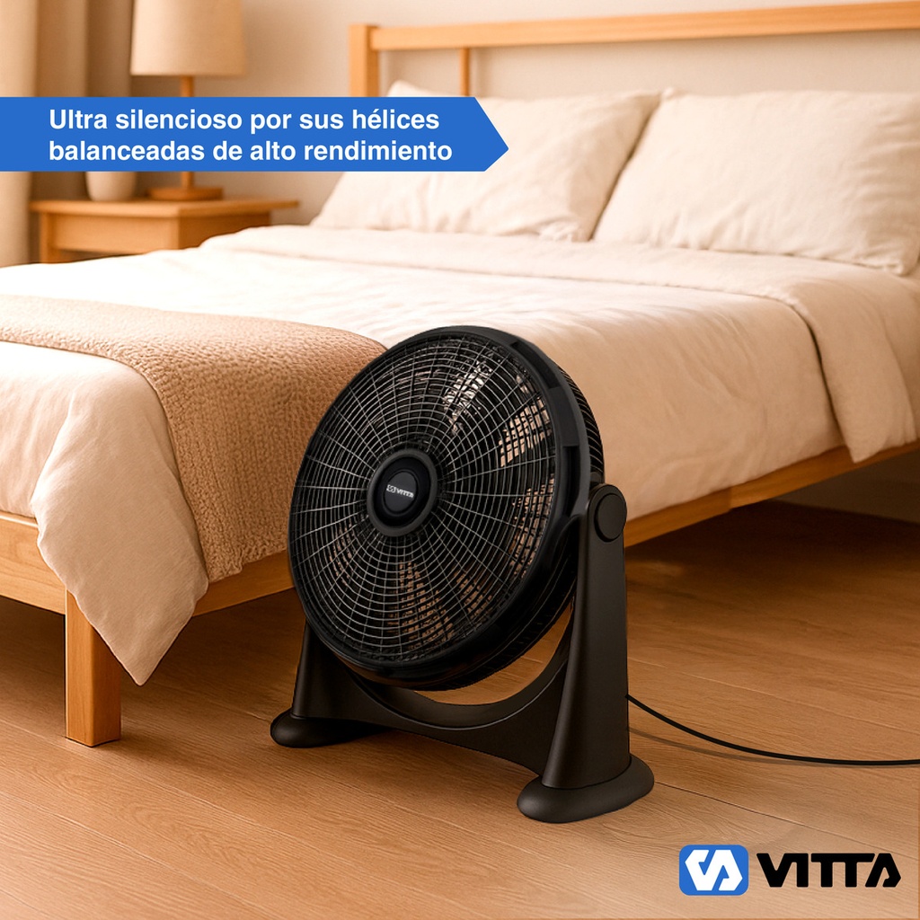 Ventilador Turbo 20 85w Vitta Potente - 5 Aspas Reclinable 50 Cm 50 Hz Negro Plástico 5