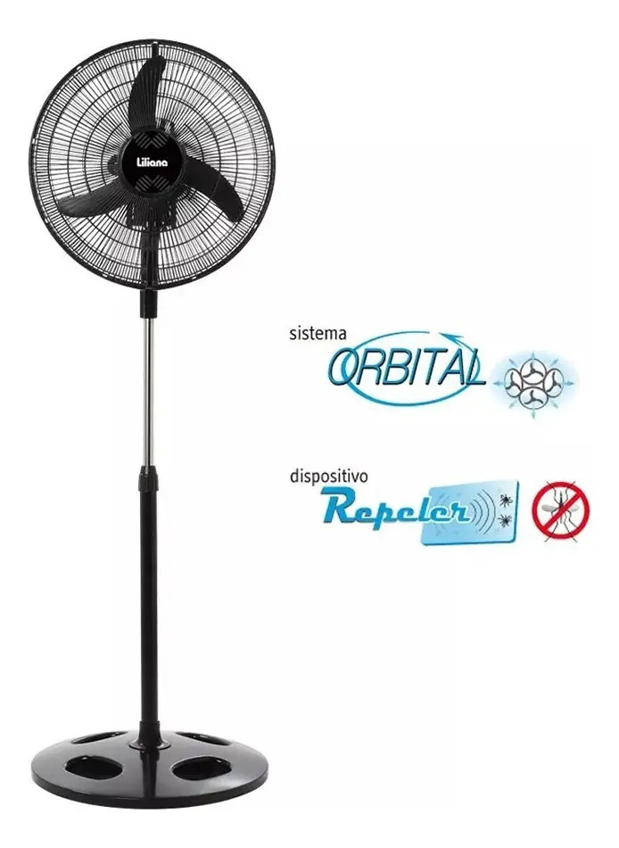 Ventilador De Pie Liliana Vprn20 20 - Orbital Con Repeler 50.8 Cm Negro Negro Plástico 3