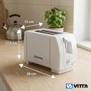 Tostadoras Electricas 2 Panes Vitta 6 Niveles 800w - Blanca Blanco