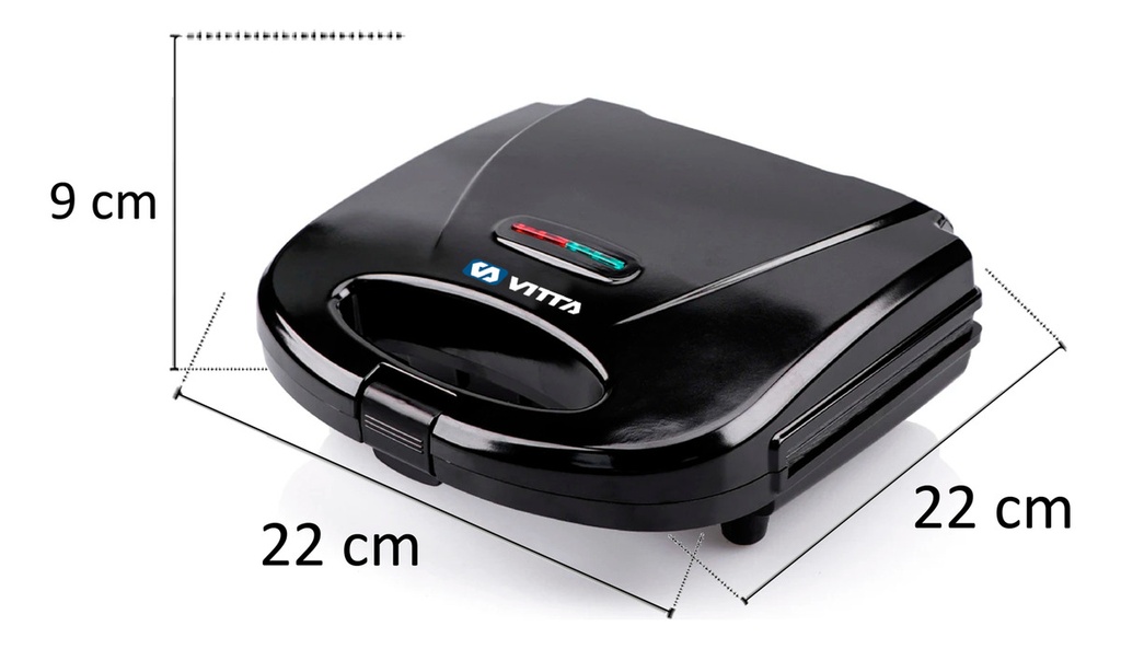 Sandwichera Negra Tostadora Antiadherente 700w Vitta Negro