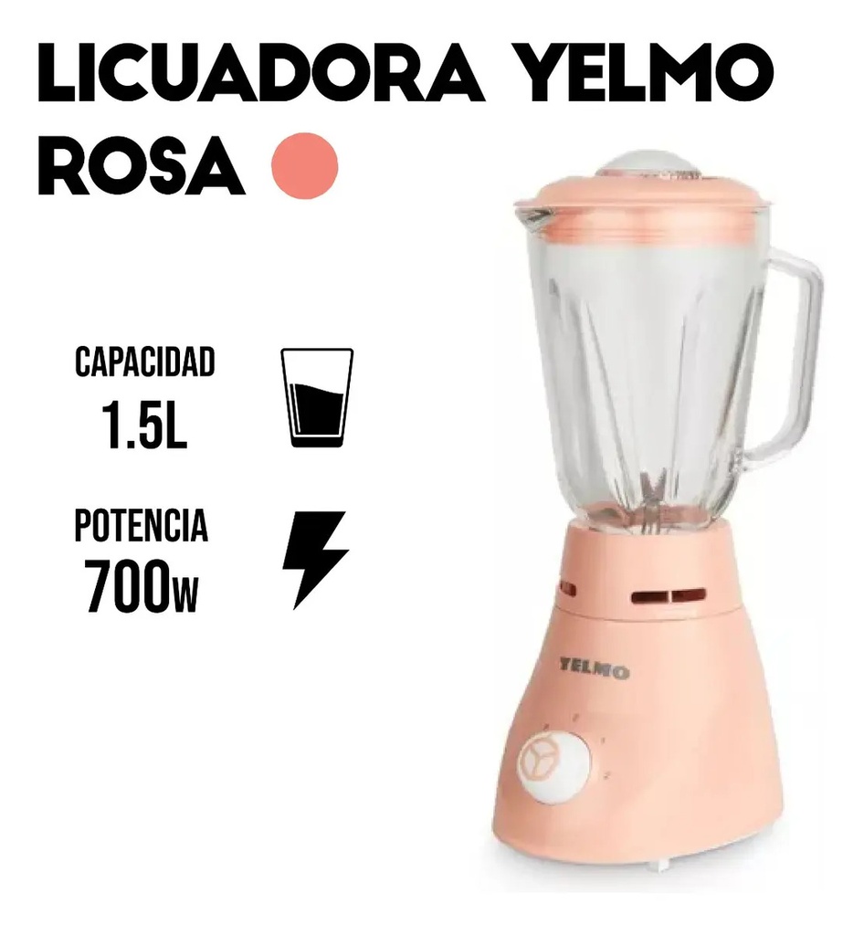 Licuadora Yelmo Lc-1010 - 1.5 L Con Jarra De Vidrio 220v - Rosa