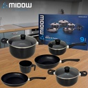 Bateria De Cocina 9 Piezas Midow Set Ollas Sarten Wok Teflon