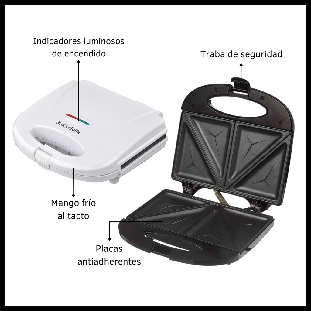 Sandwichera Electrica Kanjihome Kjh-sm700sw Blanca 700w Cts