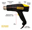 Pistola De Calor 2000w Konan + 5 Accesorios Temp 380°- 600°