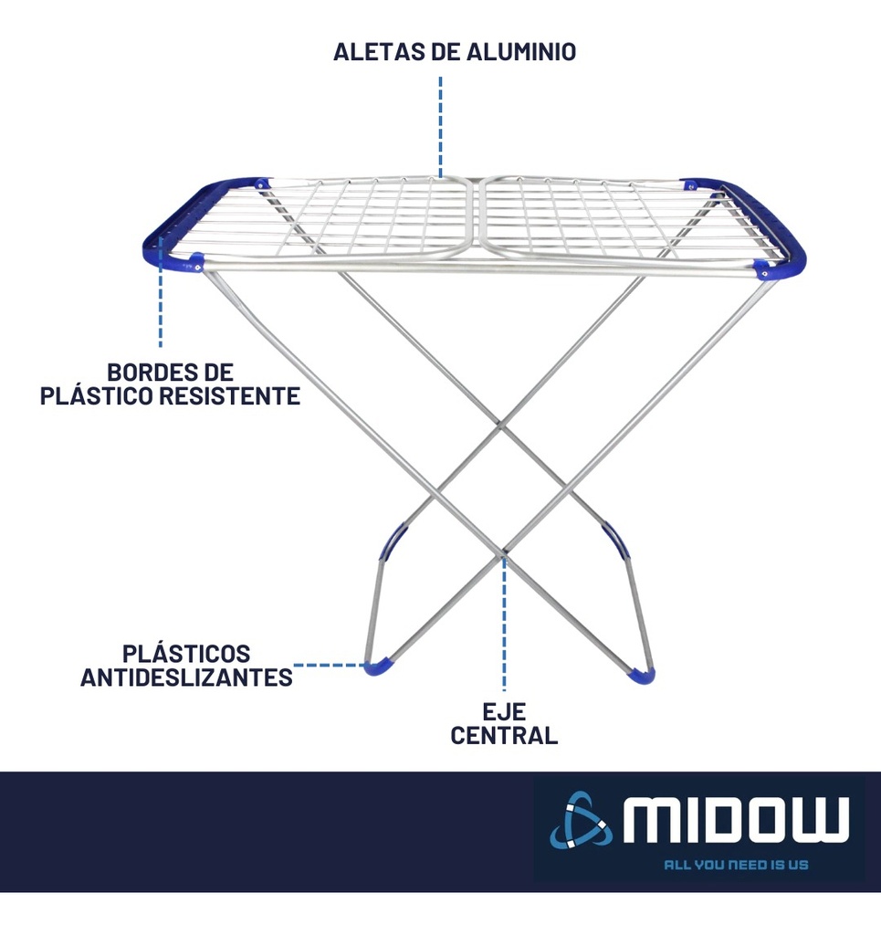 Tender Horizontal De Aluminio Aletas Plegables 173cm Midow