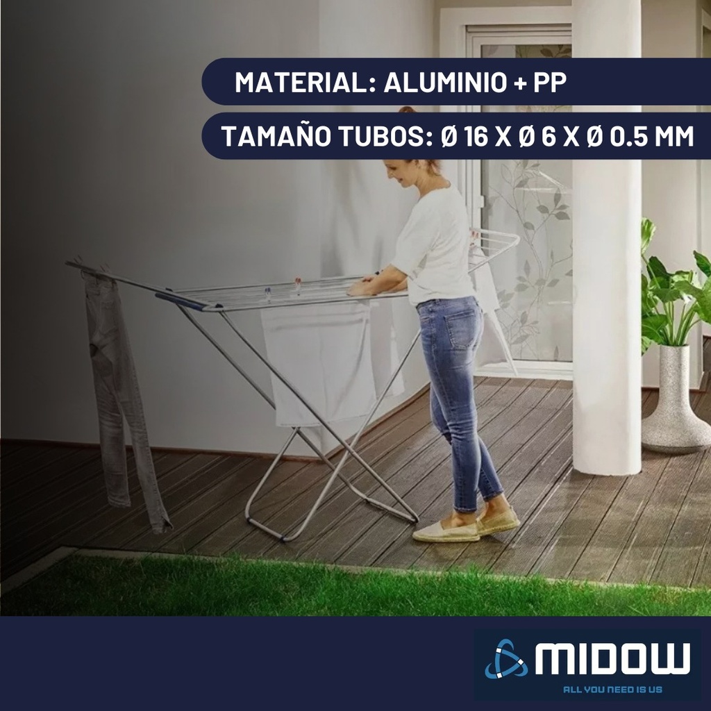 Tender Horizontal De Aluminio Aletas Plegables 173cm Midow