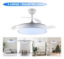 Ventilador De Techo Kanji Retráctil Blanco 4 Aspas 6 Velocid