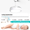Ventilador De Techo Kanji Retráctil Blanco 4 Aspas 6 Velocid