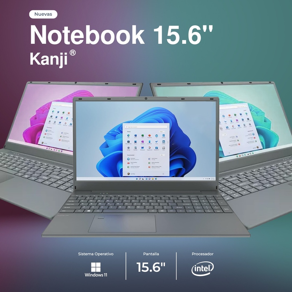 Notebook Kanji 15.6 Intel Core I3 10110u 256gb Emmc 8gb Ram Color Negro