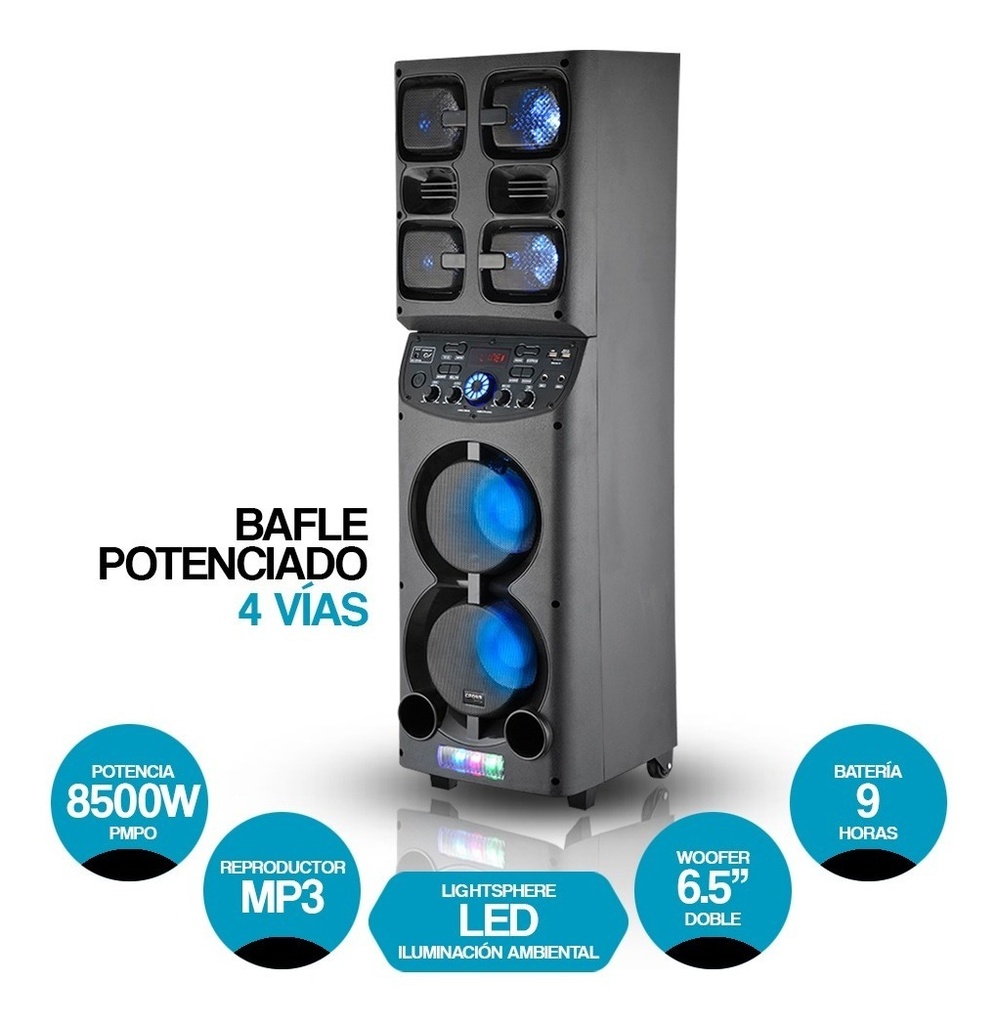 Parlante Portátil Bluetooth Sbl-6500bt Crown Mustang 8500w Color Negro